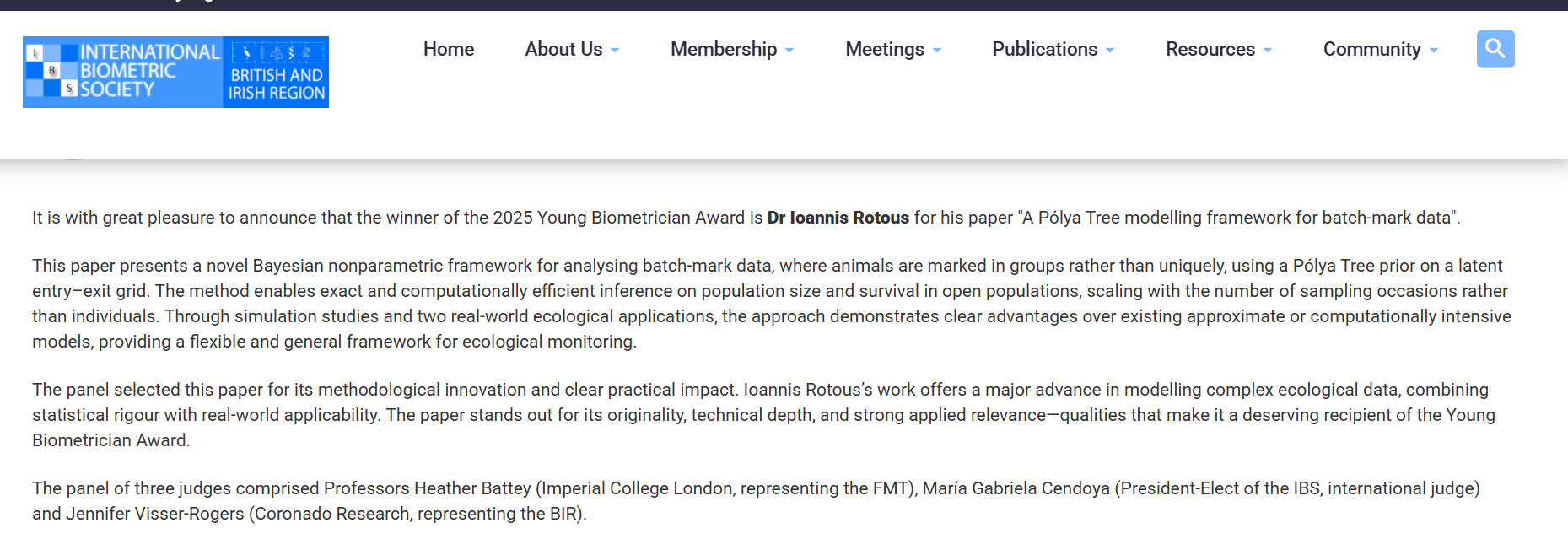 Young Biometrician Award 2025